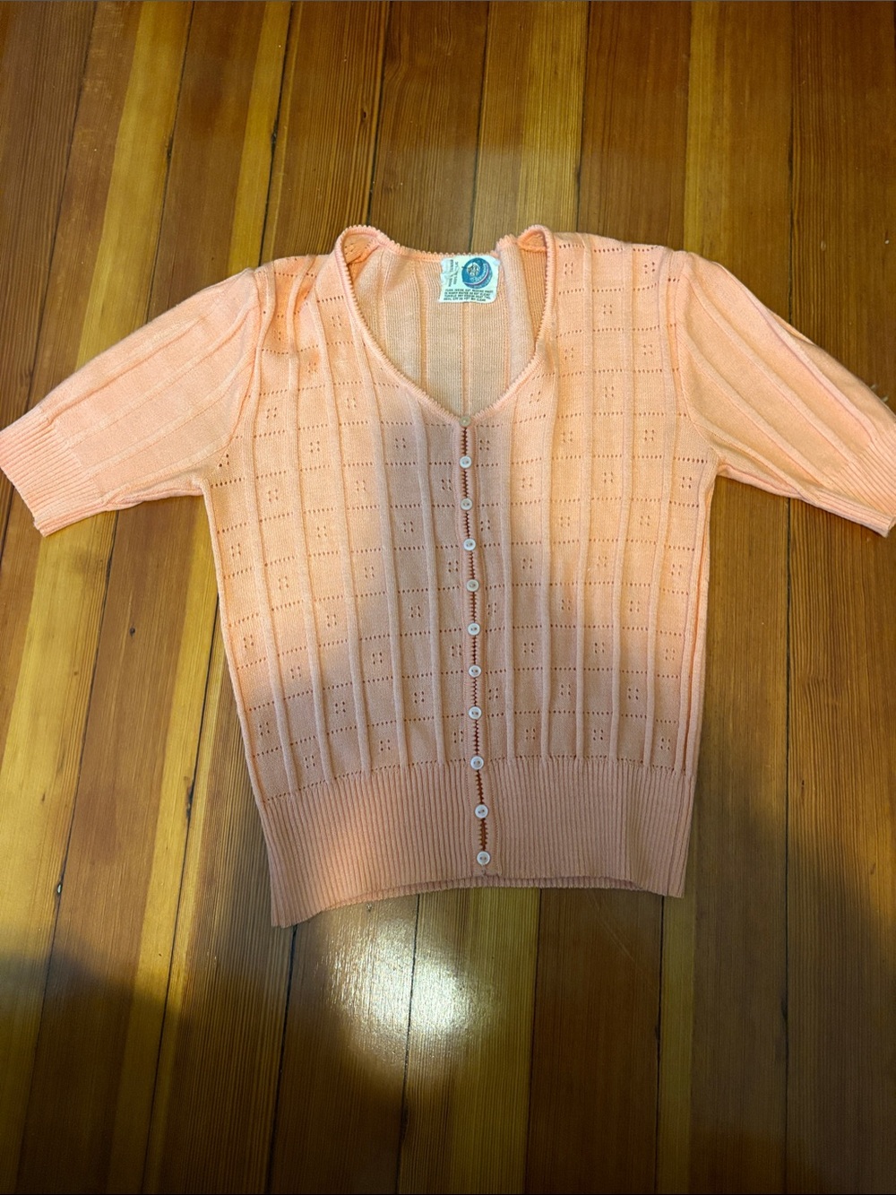 Peach Knit Button-Front Sweater - Womens